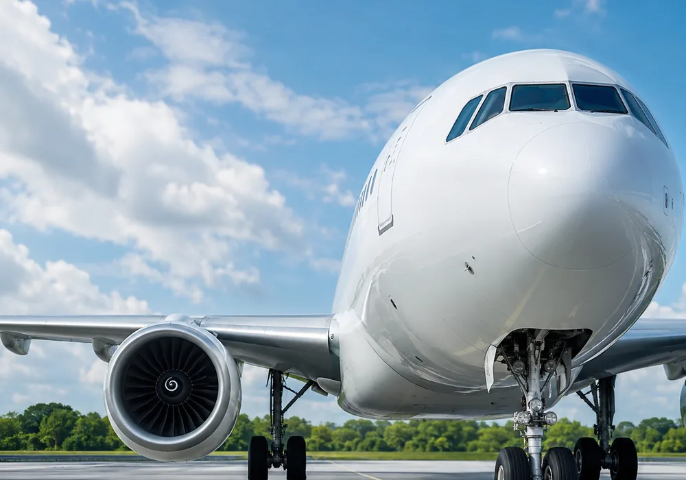 Commercial aircraft on a runway