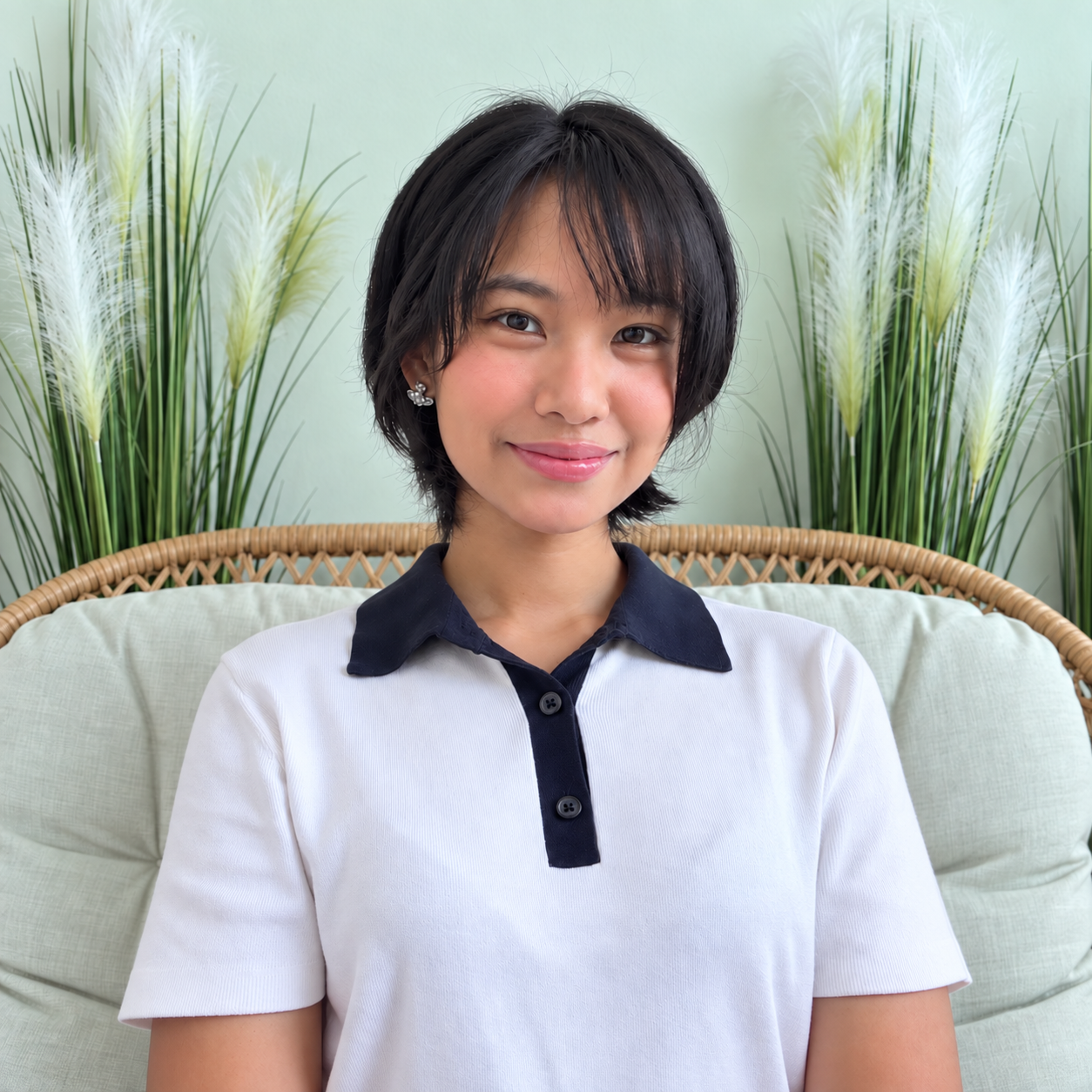 Kewala Boonyajin, Plant Operations Director — AI-assisted portrait in matching wicker seating