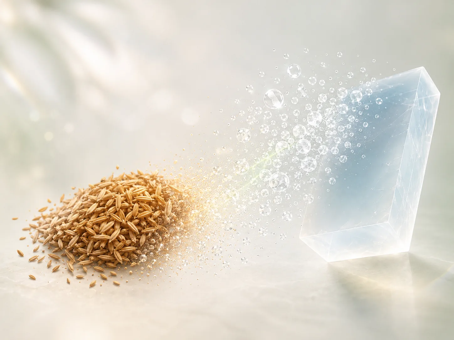 Illustration connecting rice husks with an aerogel material